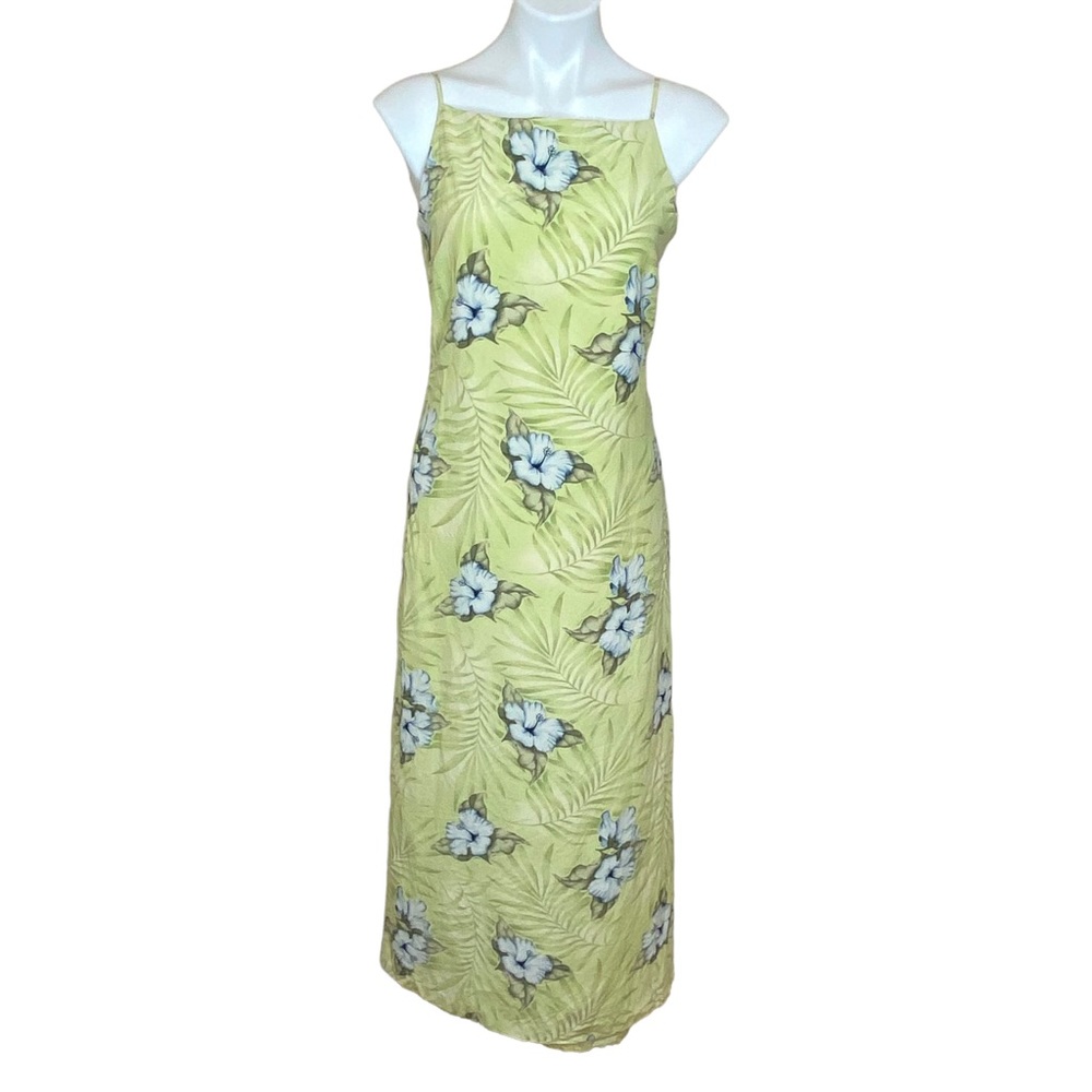 🔰Tommy Bahama silk linen blend floral Hawaiian coconut girl maxi dress size 10